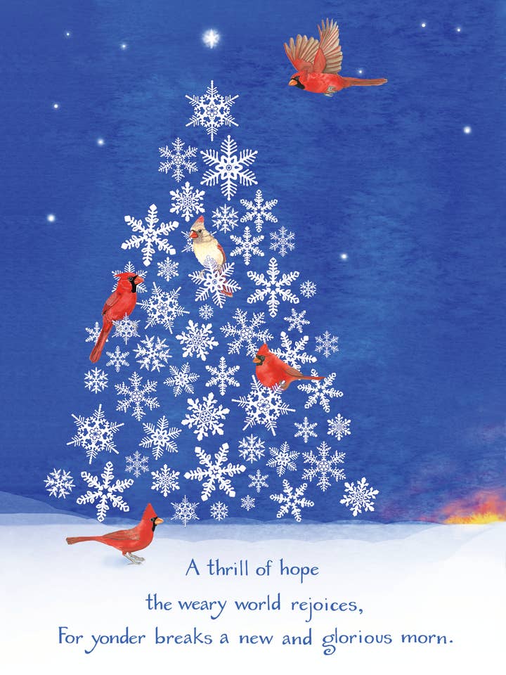 Cardinal Tree Christmas Card for wholesale by Firefly Sky Design