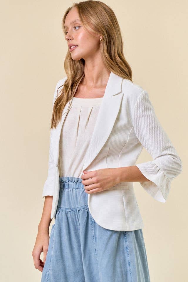 Doe and Rae - Vente Blazer – femme - Blazer uni à manches 3/4 volantées - 9335J-12