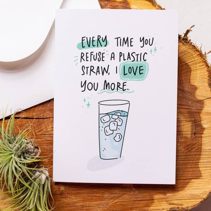 No Straw Please Greeting Card for wholesale by Cayligraphy