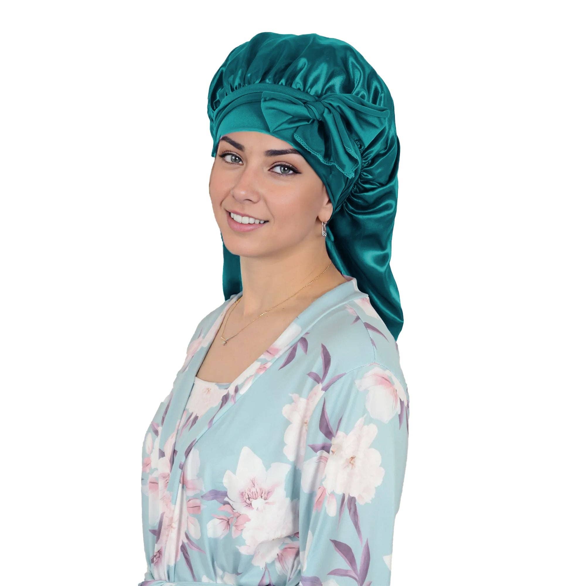 AK Brand - Wholesale Sleep Cap / Bonnet - Women's - Satin Long Bonnet Sleep Cap with Stretch Turban Band14