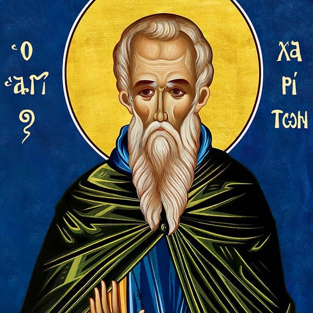 Icône de Saint Chariton, icône grecque orthodoxe faite à la main de Saint-Chariton le Confesseur, icône murale d'art byzantin, plaque en bois, décoration religieuse pour la vente par TheHolyArt