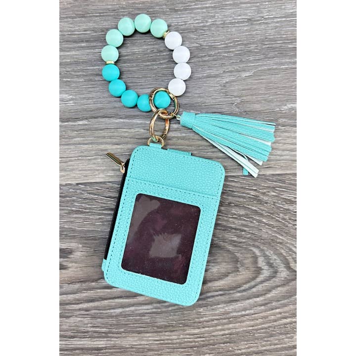 DESHENG ENTERPRISE - Wholesale Keychain Bracelet - SOLID SILICONE BEADED BRACELET CARD HOLDER KEYCHAIN