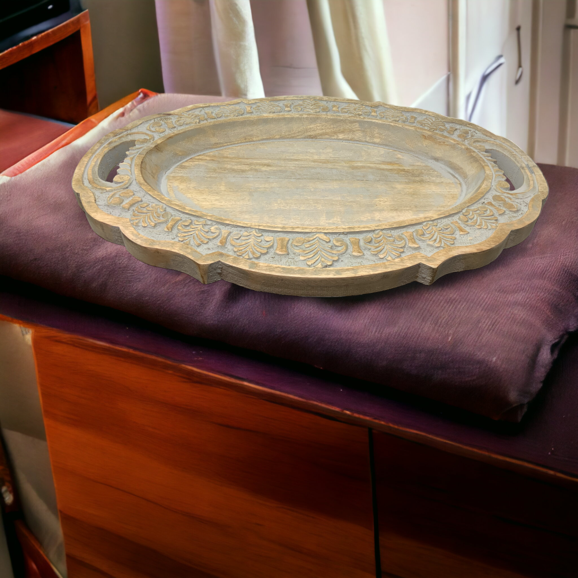 Wilco Home – Engroshandel Pyntebakke – Håndskåret massivt mangotræ Boutique-bakke11