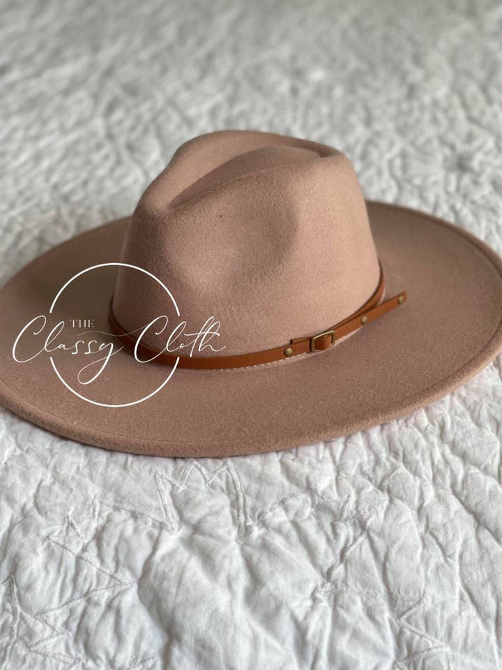 Wide Brim Hat w/ Belt - Cappuccino RTS for wholesale by The Classy Cloth WS