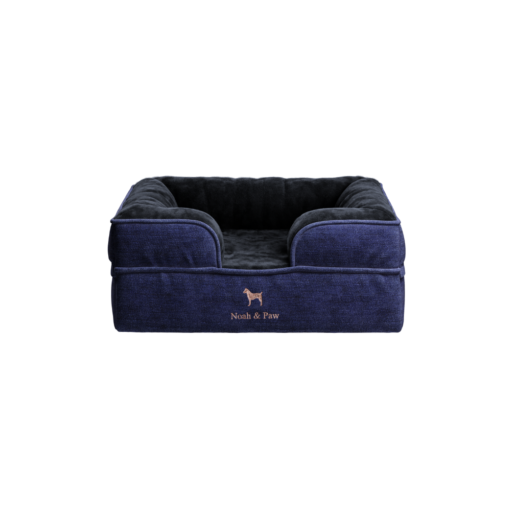 NOAH AND PAW LLC – Großhandel Haustierbett – Katze/Hund – Orthopädisches Haustierbett aus Denim, Memory-Schaum, mit kühlendem Gel durchzogen10