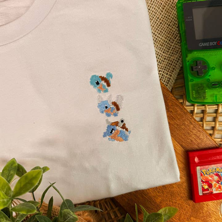 Geborduurd T-shirt - Squirtle voor wholesale door Juste un t-shirt