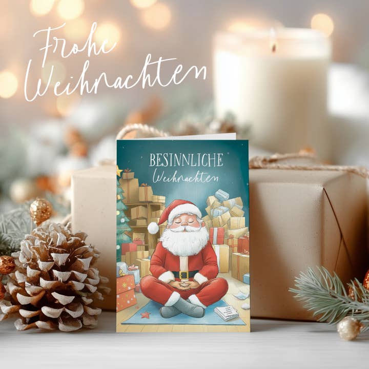 LOViLEE - Wholesale Christmas Card - Santa Meditates | Christmas Card Folded Card | No. WK-FC-032