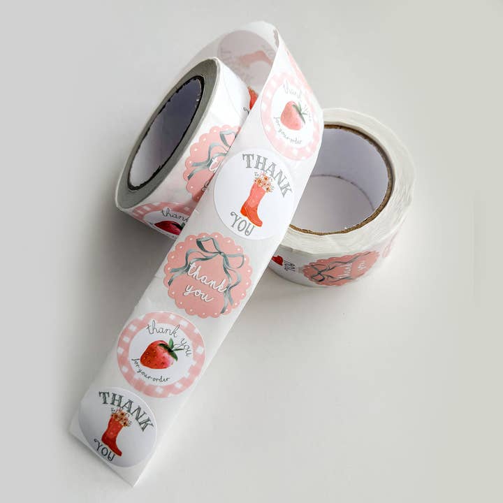 Thank You Sticker Rolls | 2" Matte | Boho Floral for wholesale by Picksie Mailers