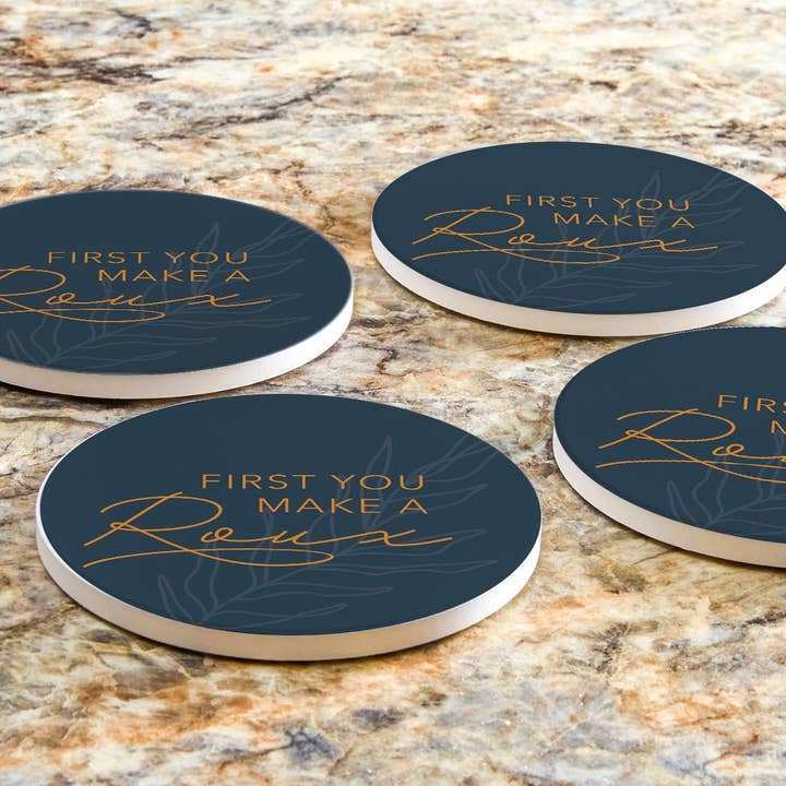 Love Local - Wholesale Coasters - Modern Minimalist Louisiana Roux Saying | Absorbent Coasters | Set of 4 | Min 26
