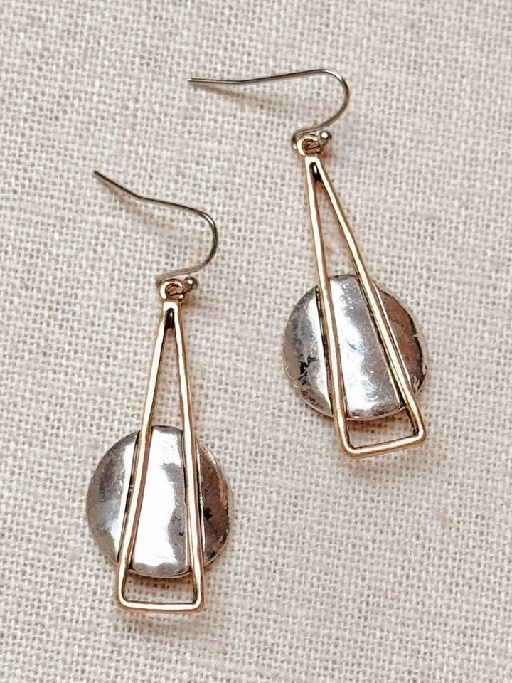 Brincos Pendentes com Moeda e Moldura Dourada Moderna por atacado de Juniper Wish