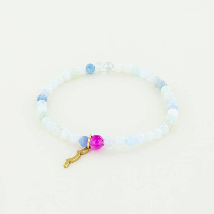 Sailormade – Großhandel Perlenarmband – Rayminder UV Awareness Armband für Damen, 4 mm, Aquamarin