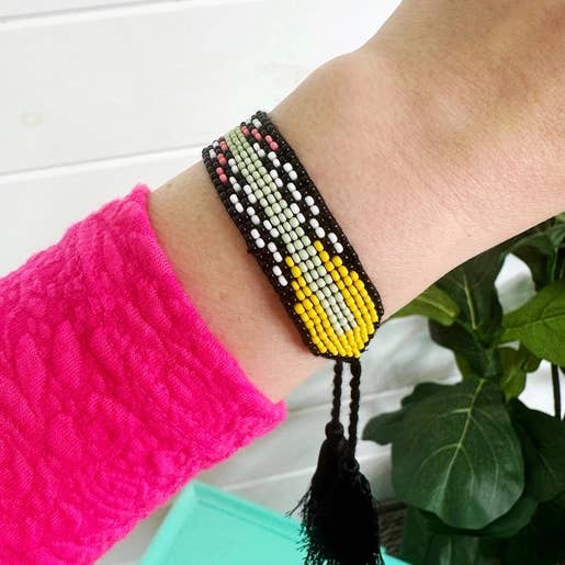 Folklore Couture - Wholesale Beaded Bracelet - Tassel Friendship Bracelets | Bracelets with Tassels | Black