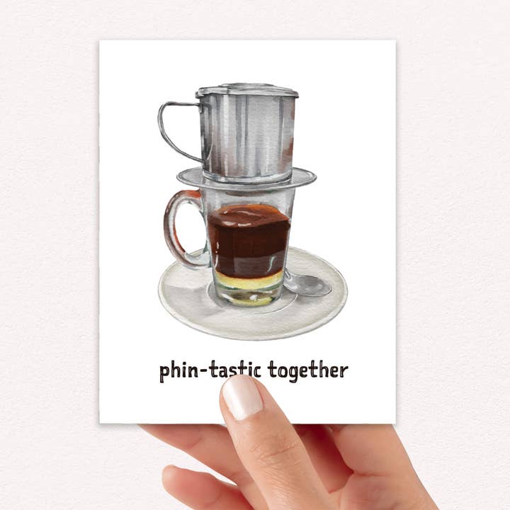 Cute Asian Cards - Wholesale Love Card - Phin-Tastic Match | Vietnamese Coffee Lovers Pun Asian Greeting Card4