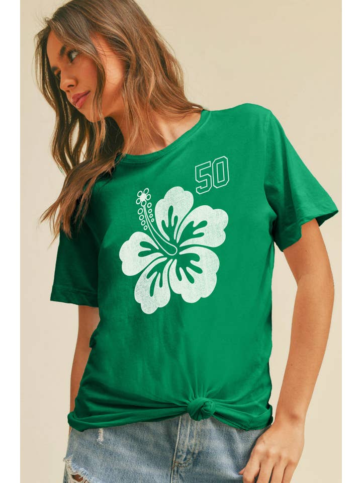 Honestee - Wholesale T-Shirt (Graphic) - Women's - Hawaiian Flower Graphic Short Sleeve T-Shirt1