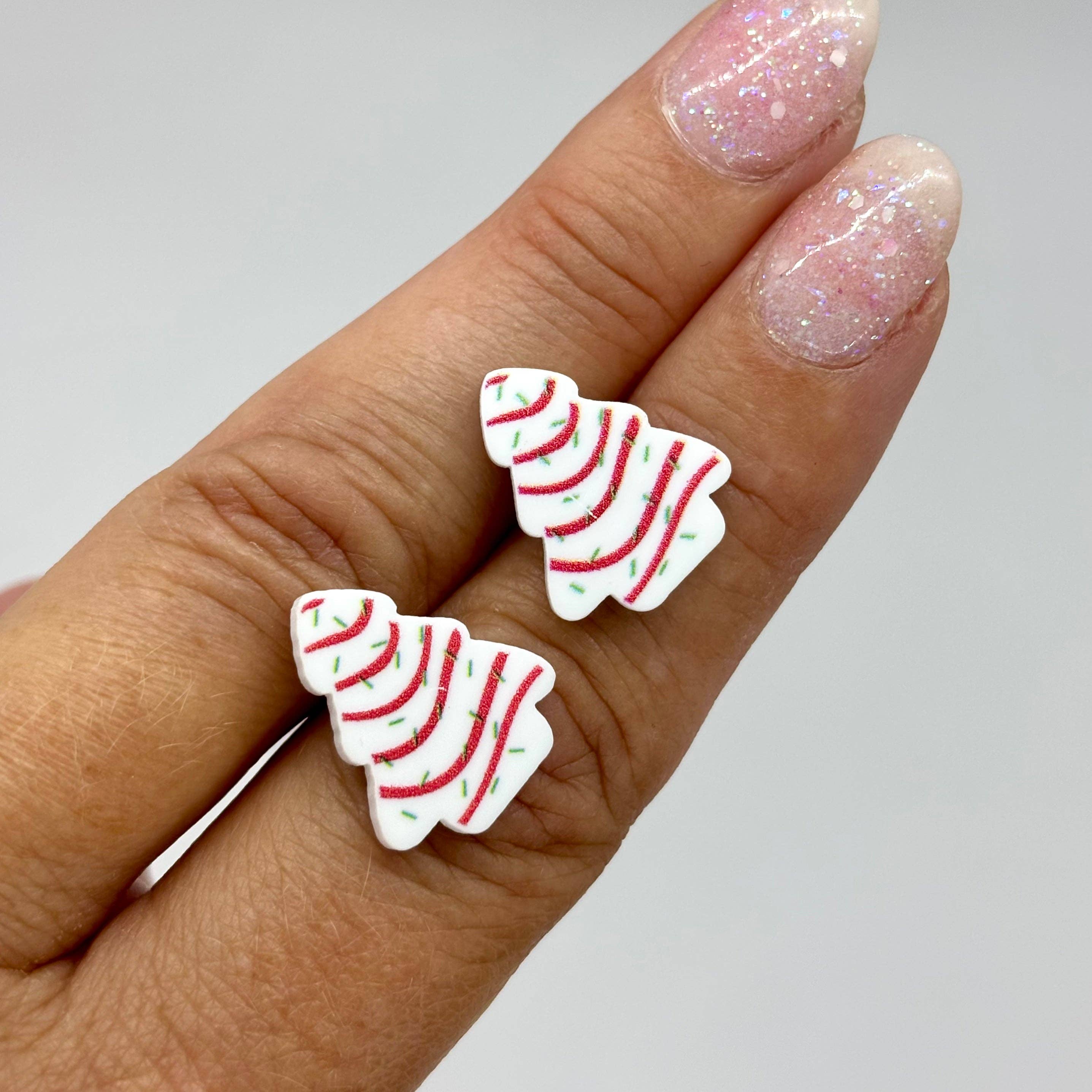 Myrickle - Wholesale Stud/Post Earrings - Little Debbie Christmas Tree Snack Cakes Stud Earrings Retro Fun2