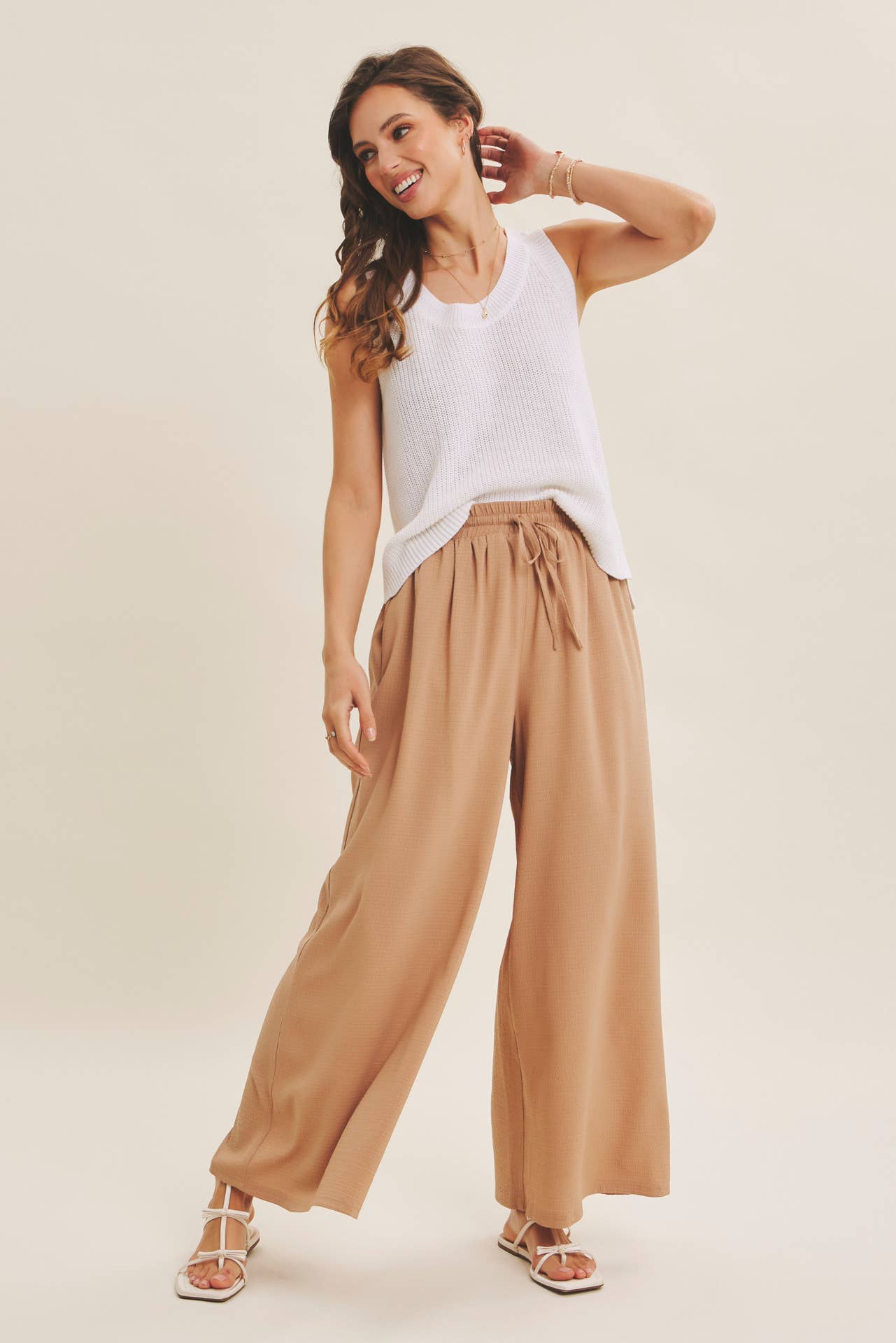 in february - Wholesale Pants - Women's - FLOWY WIDE LEG PANTS IN TEXTURED WAFFLE FABRIC13