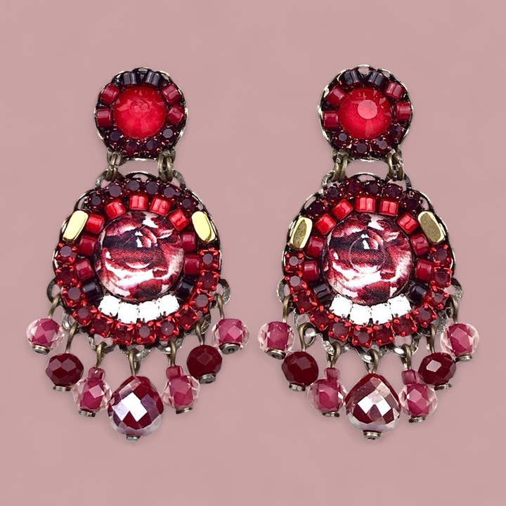 Ruby crystal earrings for wholesale by melizijewelry