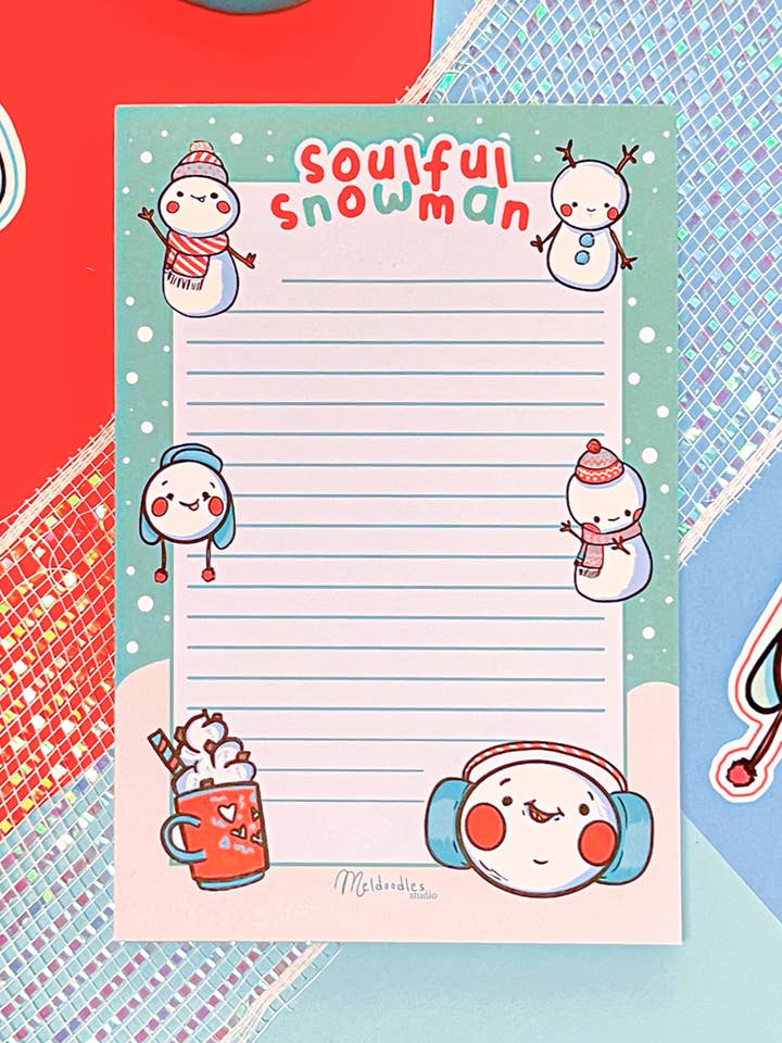 Bloc-notes Bonhomme de Neige Émouvant par Meldoodles pour la vente par Meldoodles
