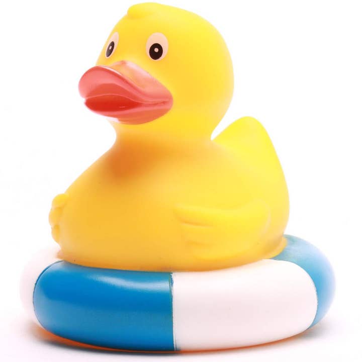 Duckshop - Wholesale Bath Toy - Baby - Rubber duck in swim ring - blue