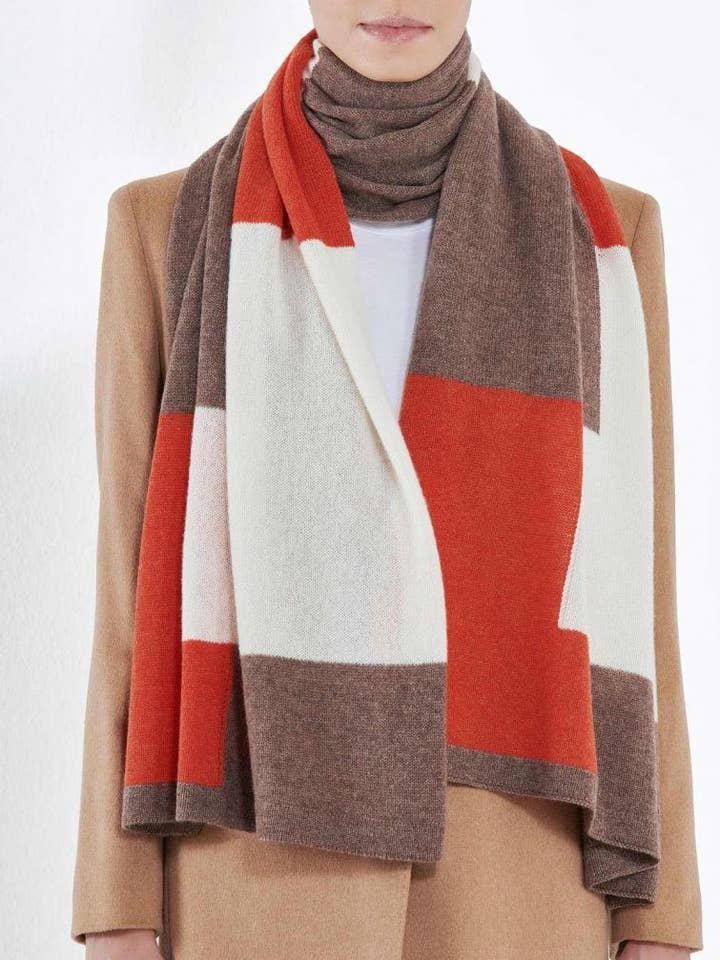 Women's Cashmere Mondrian Scarf for wholesale by MaisonCashmere