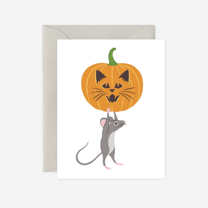 Cosmic Emigre – wholesale Halloween-kort – Halloween Pumpa Katt & Mus Kort