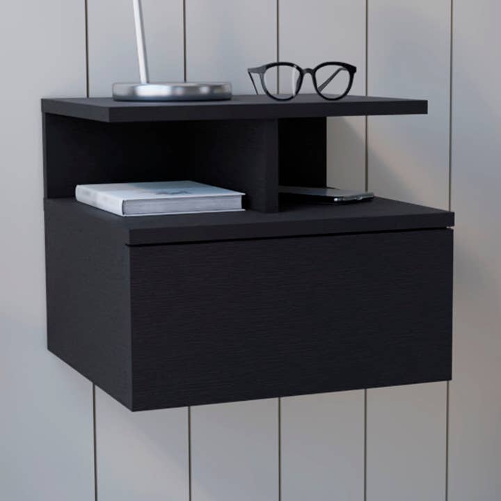 Mesa de cabeceira flutuante Adele, com Prateleira Aberta e 1 Gaveta por atacado de TuHome Concept