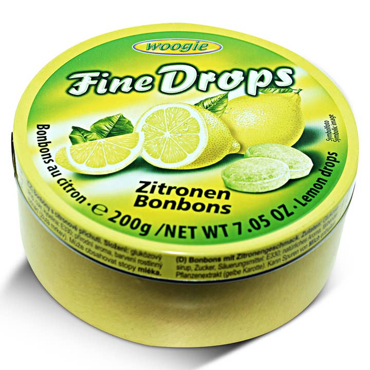Dulcefina Chocolate and Sweets - Wholesale Hard Candy - Woogie Lemon Drops Sanded Candies 200g Tin