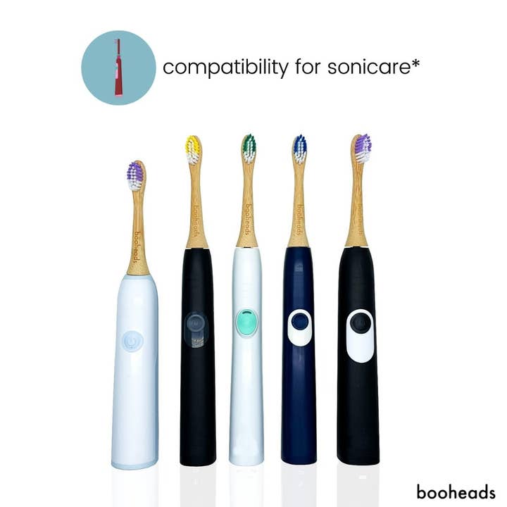 booheads - Vendita all'ingrosso Spazzolino da denti - Testine elettriche biodegradabili Boohead multicolore, confezione da 4