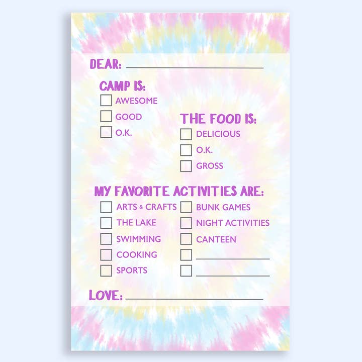 Tie Dye Checkbox Camp notitieblok in pastelkleuren voor wholesale door The Cornerstone Studio