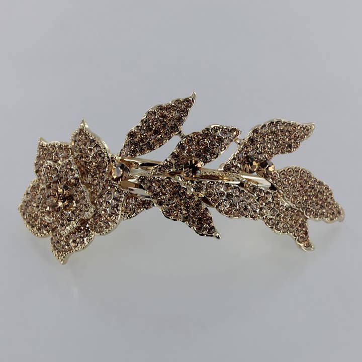 Woman Hair Accessories Large Rose Hair Barrette for wholesale by Double Accent