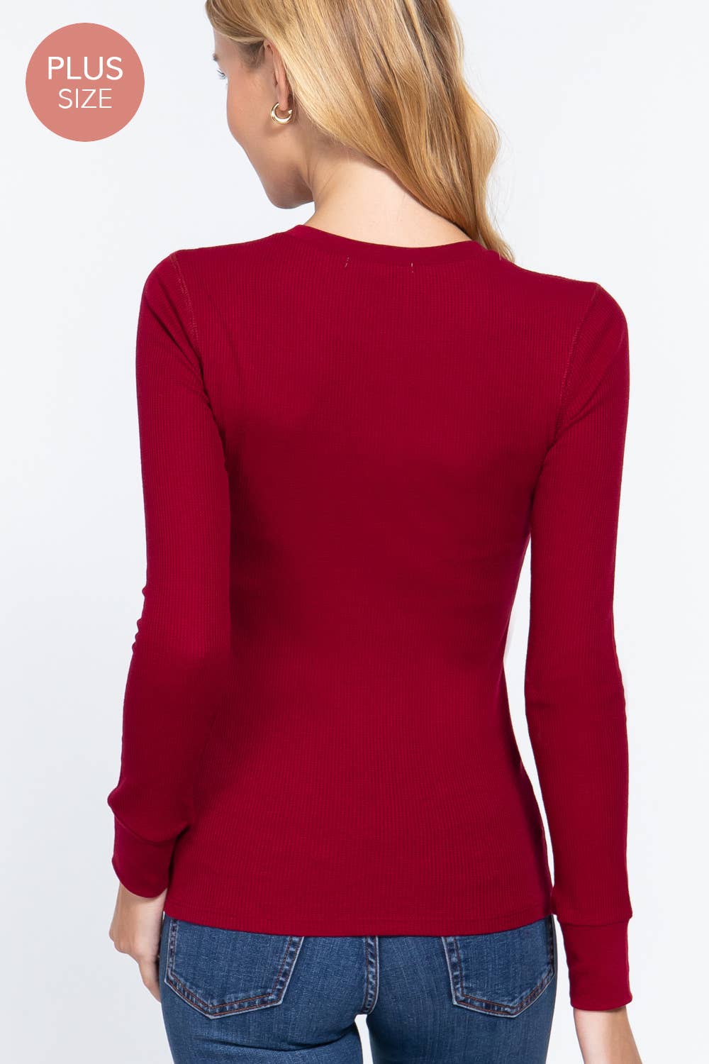 Active Basic | Active USA - Wholesale Knit Top - Women's - [PLUS SIZE] Long Sleeve Crew Neck Thermal Knit Top8