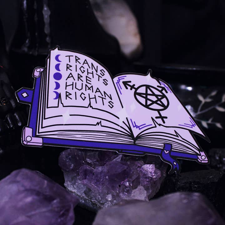 Trans Rights Grimoire Sticker for wholesale by GRRRL Spells