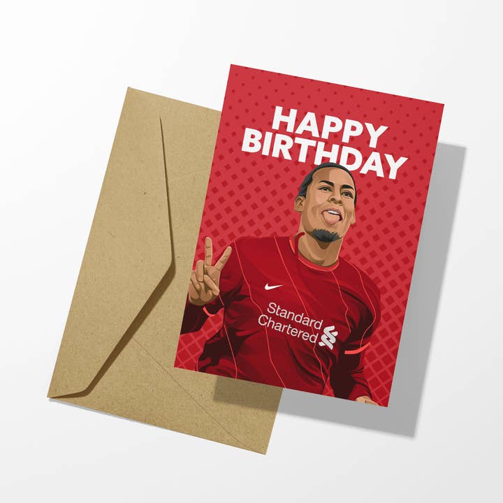 Virgil Van Dijk Liverpool Fan Birthday Card for wholesale by Scored It