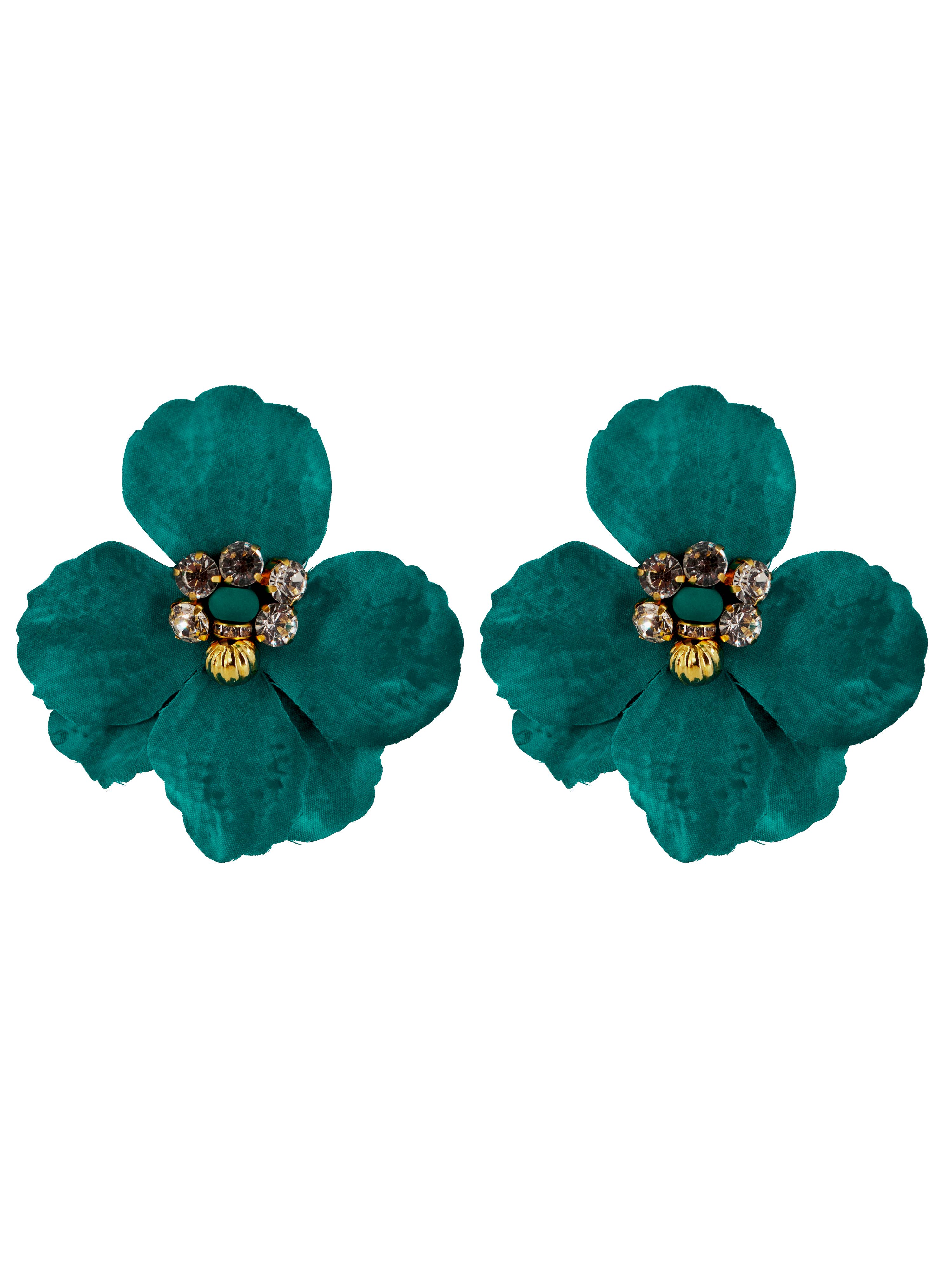 MI MARIA MORENA - Wholesale Stud/Post Earrings - Jade green flower1