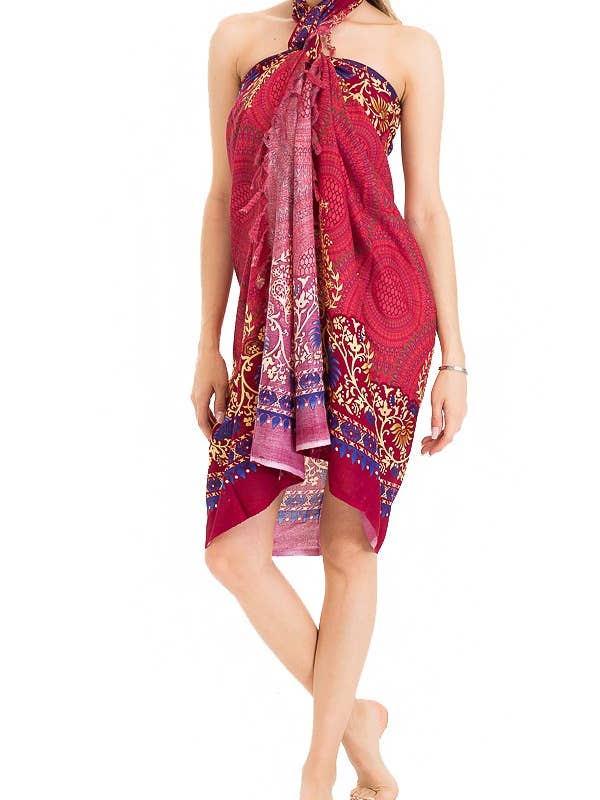 Cap Zone - Wholesale Swim cover-up – Women’s - Mandala Cotton Beach Sarong Block Print3