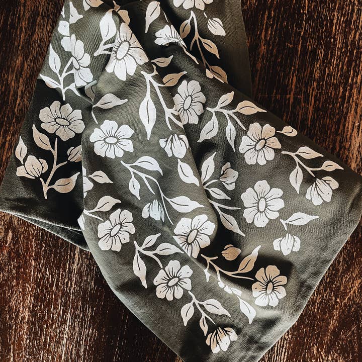 Flora West Design - Wholesale Tea towel - Organic Cotton Tea Towel Kitchen Accessories Floral on Olive6