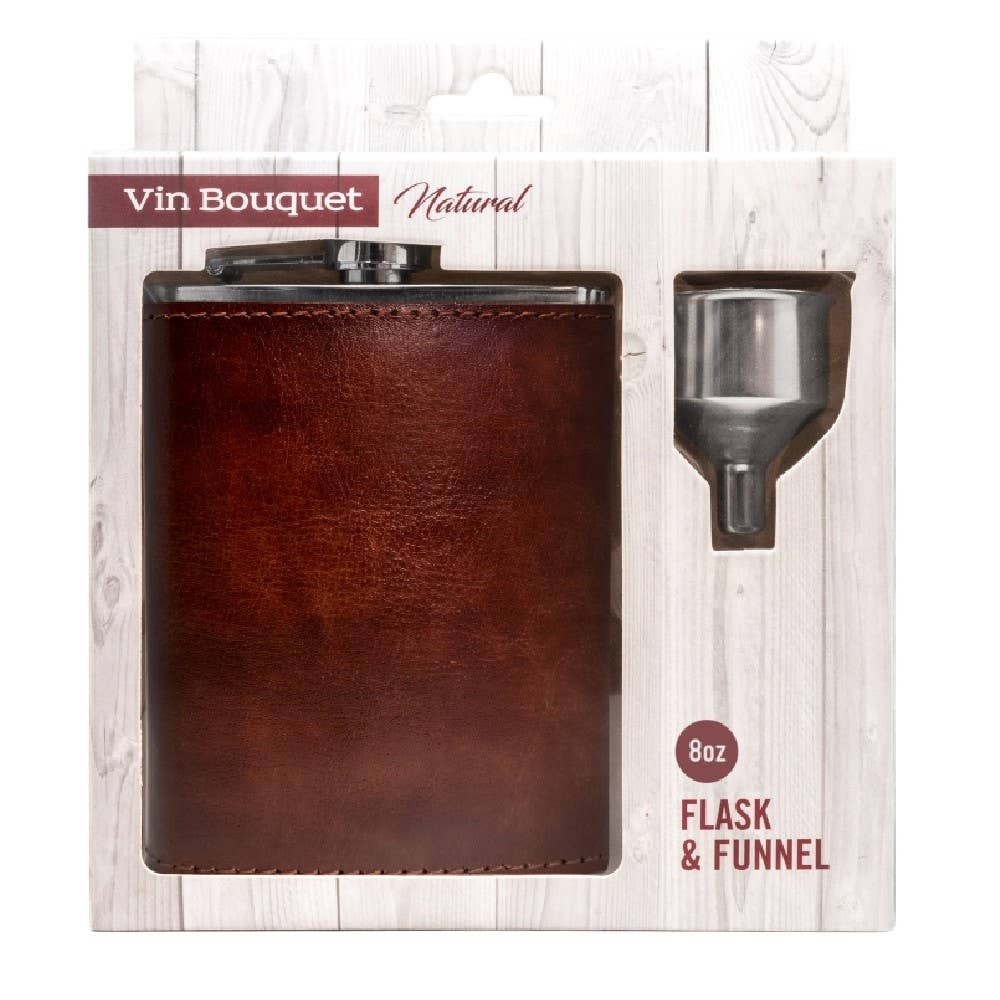 Vin Bouquet (Find It Import & Export Sl) - Wholesale Funnel - Brown Leather Hip Flask2