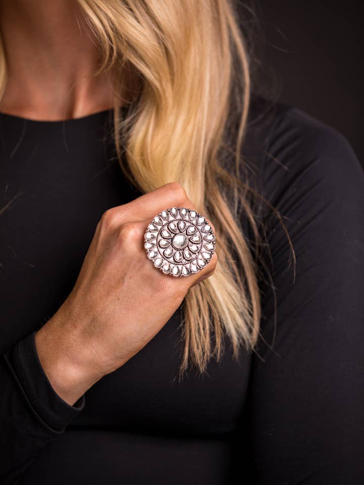 Adjustable Rhinestone Cluster Ring for wholesale by West & Co.