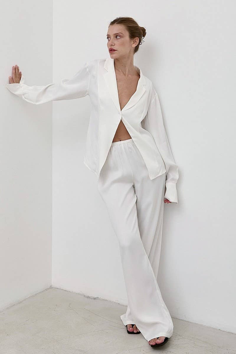 NINEXIS - Vente Haut et bas de pyjama – femme - ENSEMBLE DE PYJAMA DEUX PIÈCES À MANCHES LONGUES AMPLE CWSPJ02882