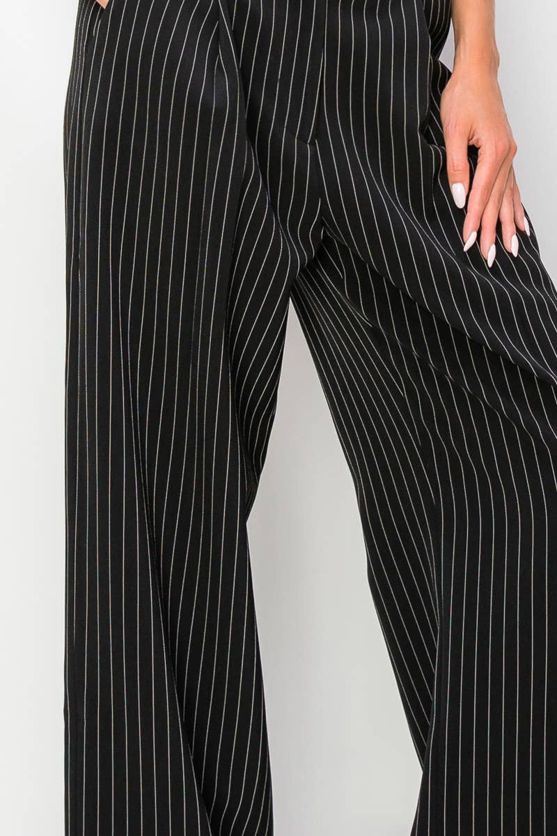 Wholesale MB1154-Wide leg striped pants for your store - Faire