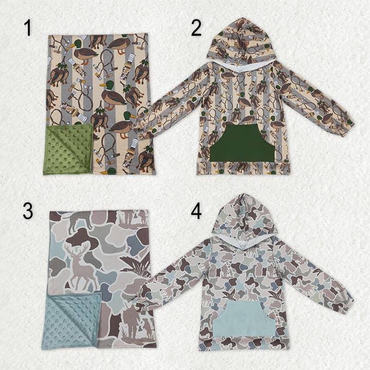 Frères Bébés Garçons Canards Chiens Cerfs Camo Appels Chasse du Sud Sweats à Capuche Hauts Couvertures pour la vente par Aier Wholesale