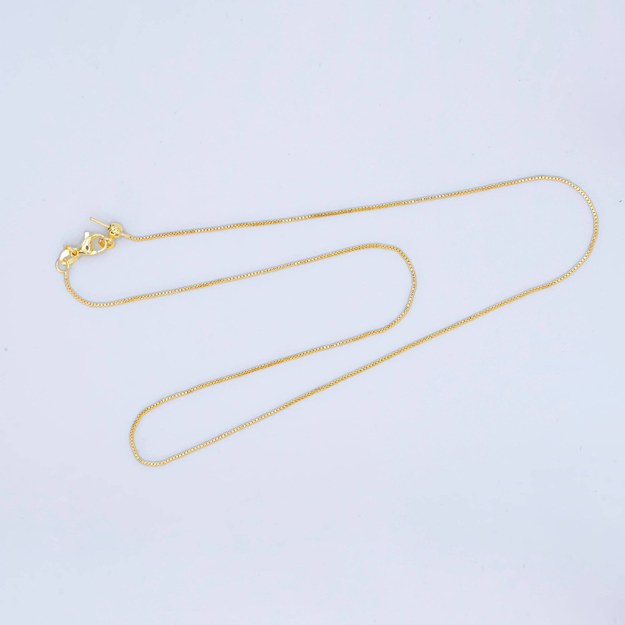 Aim Eternal - Wholesale Link & Chain Necklace - 24K Gold Filled 0.9mm Box Chain 20.5 Inch Adjustable Threader Necklace | WA-27384
