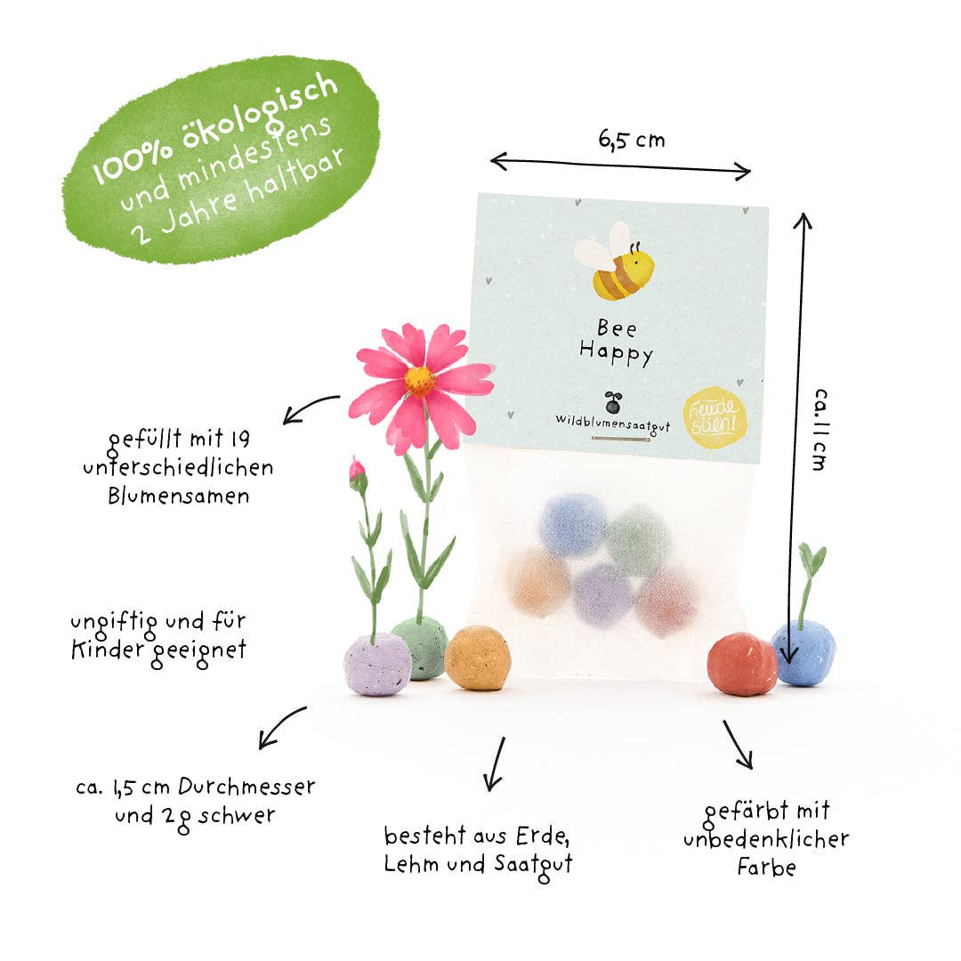 TDJ Stadtgärtner GmbH - Vendita all'ingrosso Semi di piante - Cinque biglie di fiori nella borsa « Bee Happy »3