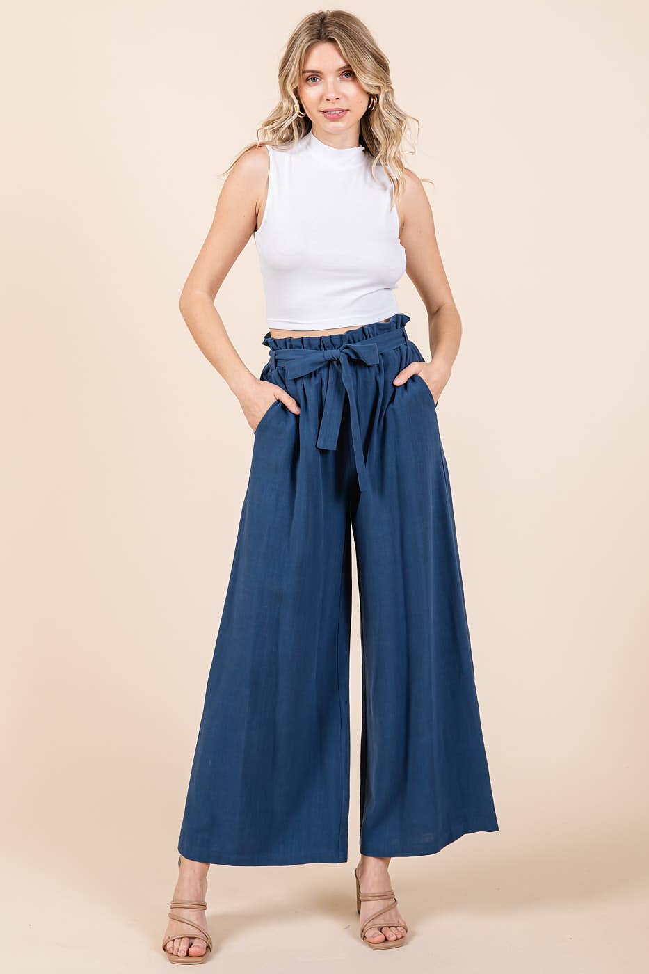 mittoshop - Wholesale Pants - Women's - PAPER BAG TIE DETAIL WIDE LEG PANTS39