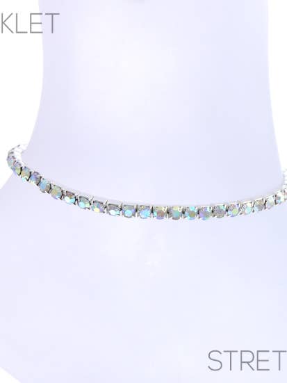 Clear Crystal Stretch Anklet-Silver for wholesale by My Girl in LA