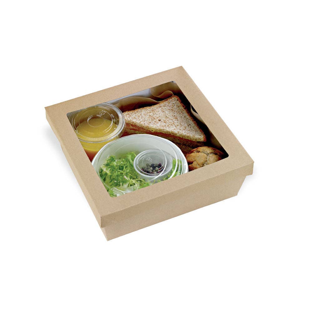 EcoQuality - Wholesale Gift Box - 5.5x5.45x2 Kraft Brown Bakery Box with Transparent PET Window1