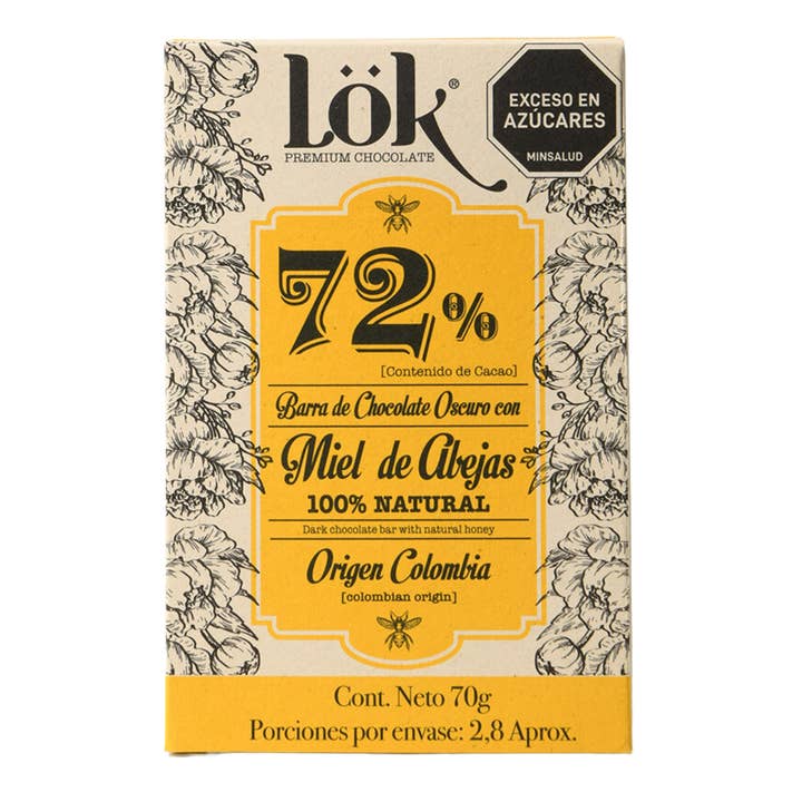 Tablette de chocolat noir au miel | 72% cacao | 70g pour la vente par Lok Foods Austria