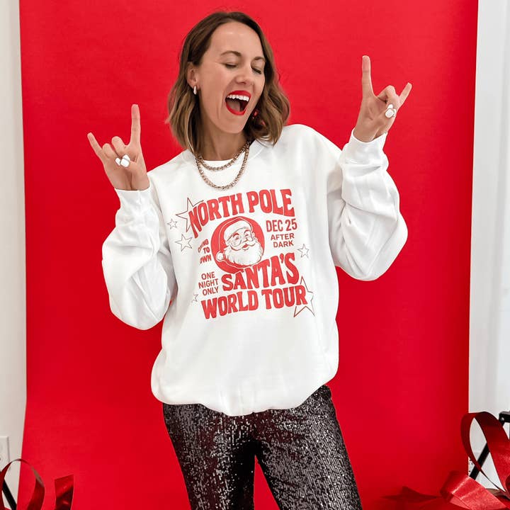 Santa's World Tour Sweatshirt for wholesale by Mountain Moverz