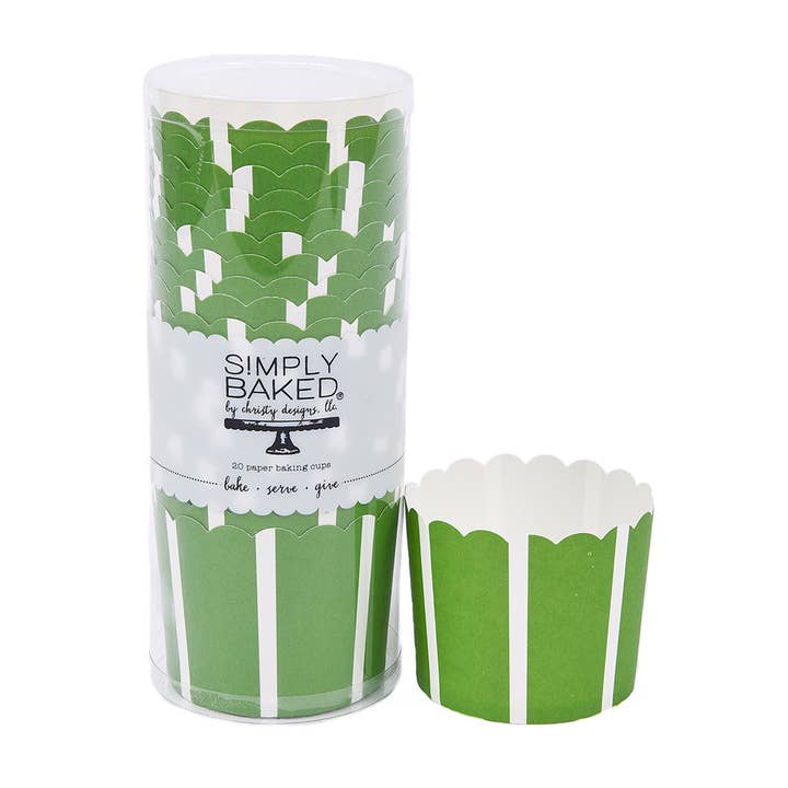 Large Paper Baking Cups | Green Vertical | 20 ct for wholesale by Sophistiplate