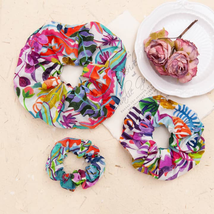Liberty Fabric Scrunchie in Jungle Trip for wholesale by SOMETHING MINTY